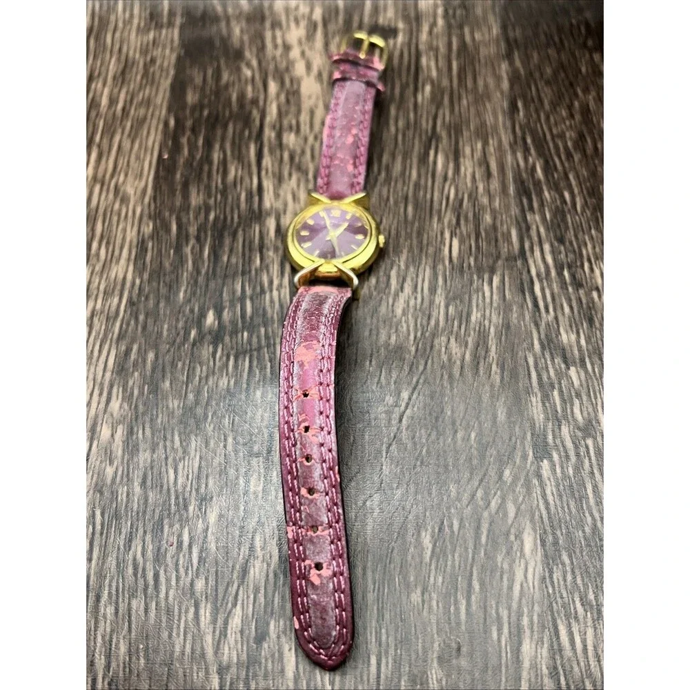 CHANTILLY Women’s Antique Purple Watch With Gold Tone Case Working Needs a Band